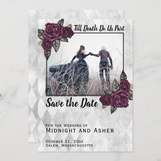 Till Death Do Us Part Gothic Rose Save the Date (Front/Back)