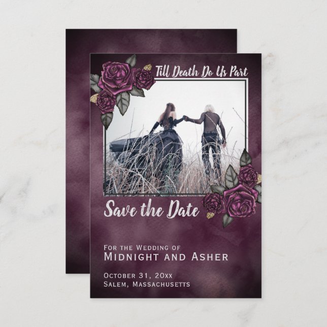 Till Death Do Us Part Gothic Rose Save the Date (Front/Back)