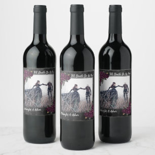 Till Death Do Us Part Gothic Rose Save the Date Wine Label