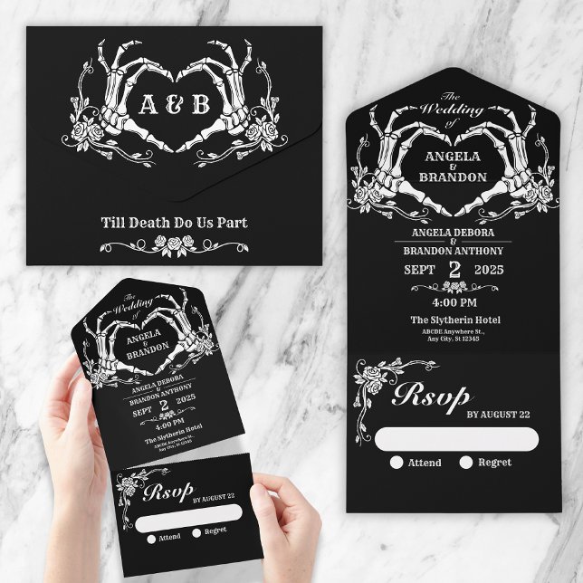 Till Death do us part gothic skeleton wedding All In One Invitation (Creator Uploaded)
