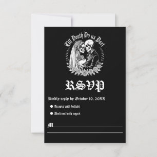 Till Death Do Us Part Gothic Skeleton Wedding  RSVP Card