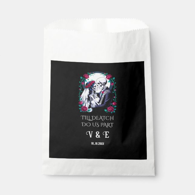 Till Death Do Us Part Gothic Skeletons Wedding Favour Bags (Front)