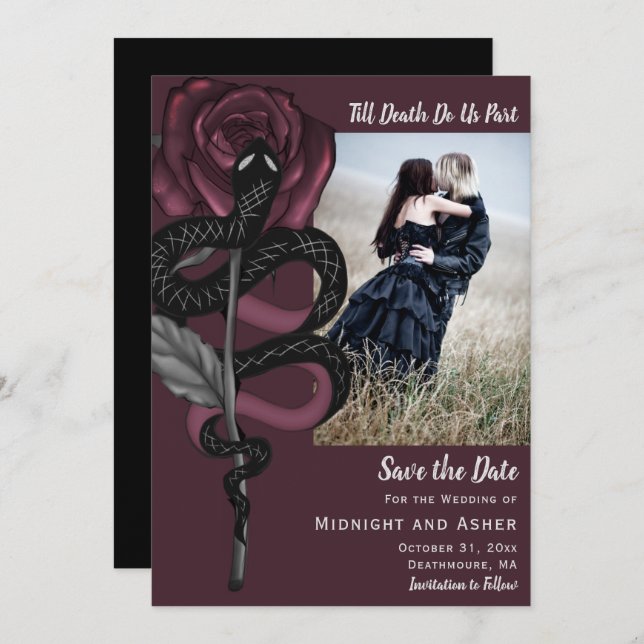 Till Death Do Us Part Gothic Snake Save the Date (Front/Back)