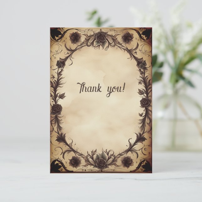 Till Death Do Us Part Gothic Style Thank You RSVP Card (Standing Front)