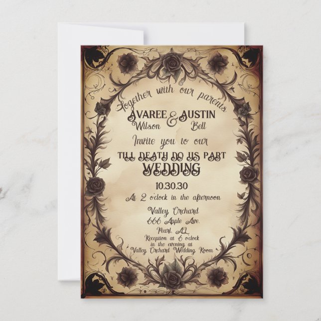 Till Death Do Us Part Gothic Style Wedding Invitation (Front)