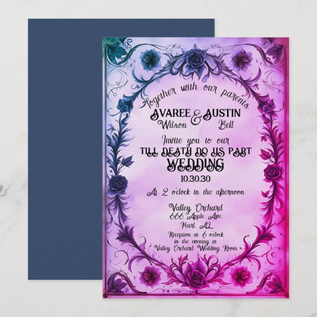 Till Death Do Us Part Gothic Style Wedding Invitation (Front/Back)