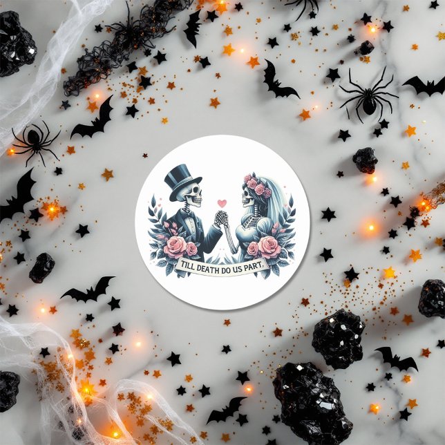 "Till Death Do Us Part" Gothic Wedding Classic Round Sticker ("Till Death Do Us Part" Gothic Wedding Classic Round Sticker)