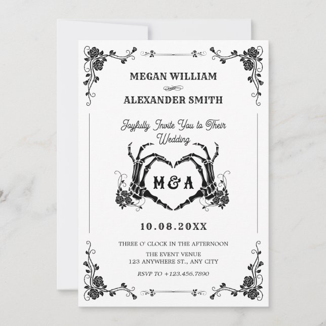 Till death do us part gothic wedding  invitation (Front)