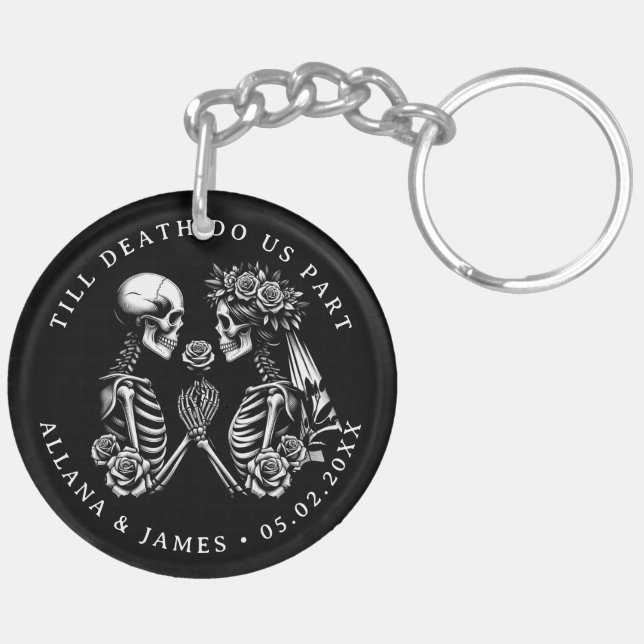 Till Death Do Us Part Gothic Wedding Key Ring (Back Right)