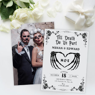 Till death do us part gotthic skull wedding invitation