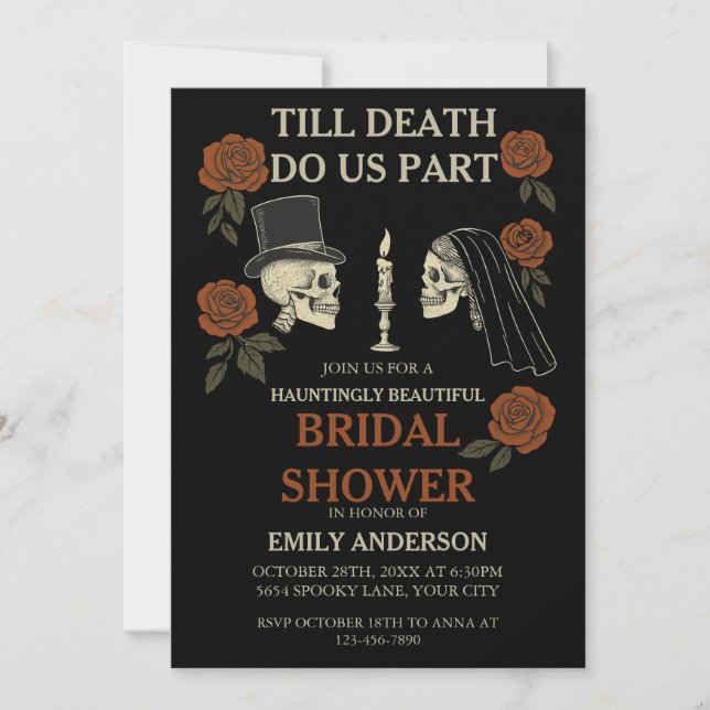 Till Death Do Us Part Halloween Bridal Shower  Invitation (Front)