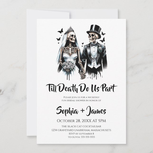 Till Death Do Us Part  Halloween Bridal Shower  Invitation (Front)