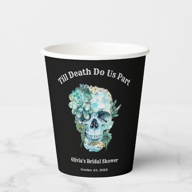 Till Death Do Us Part Halloween Bridal Shower Paper Cups (Front)