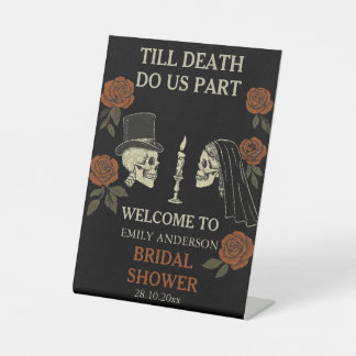 Till Death Do Us Part Halloween Bridal Shower  Pedestal Sign