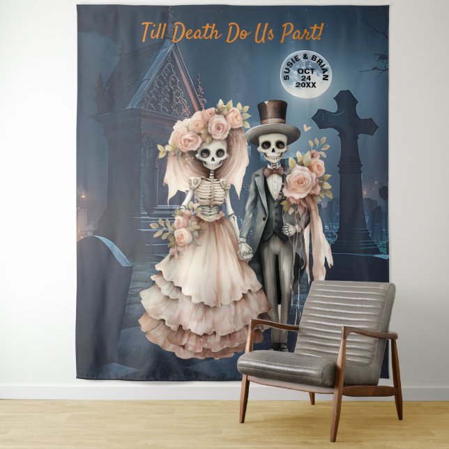 Till Death Do Us Part Halloween Hanging Backdrop Tapestry (In Situ)