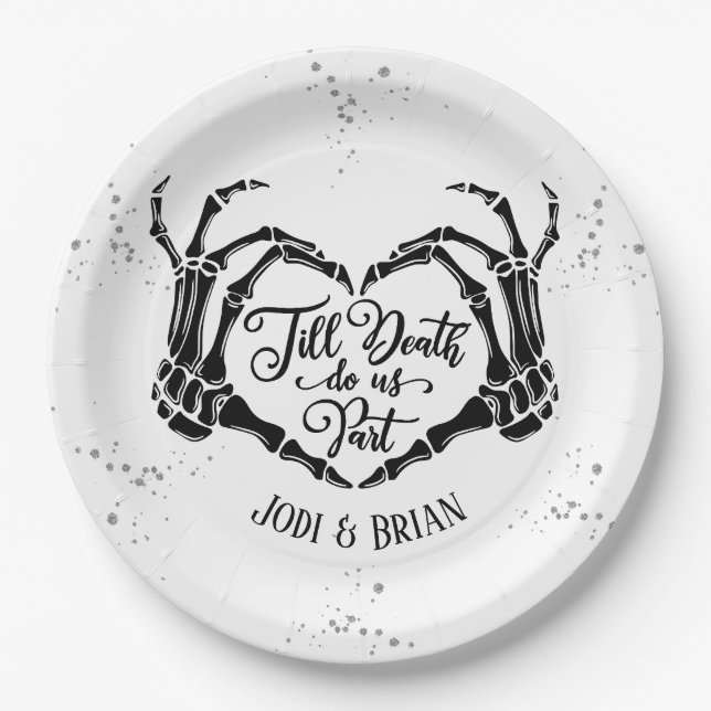 Till Death Do Us Part Halloween Wedding Paper Plate (Front)