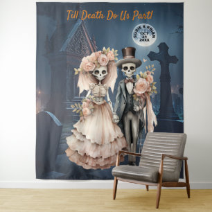 Till Death Do Us Part Halloween Wedding Tapestry