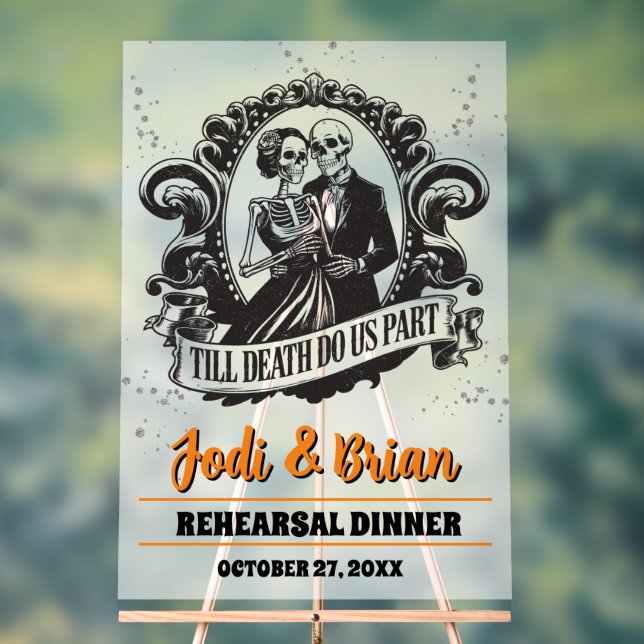 Till Death Do Us Part Halloween Wedding Welcome Acrylic Sign (Neutral)