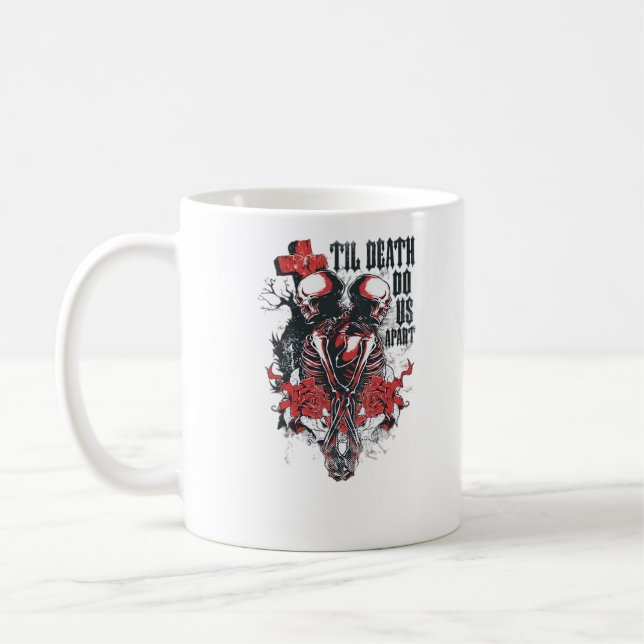 Till Death Do Us Part – Minimalist Skeleton Art Fo Coffee Mug (Left)