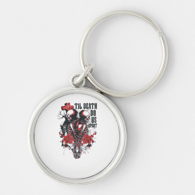 Till Death Do Us Part – Minimalist Skeleton Art Fo Key Ring (Front)