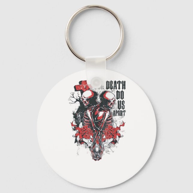 Till Death Do Us Part – Minimalist Skeleton Art Fo Key Ring (Front)