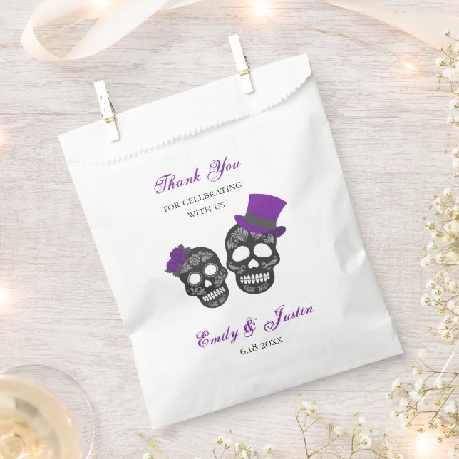 Till Death Do Us Part | Purple and Black Wedding Favour Bags (Clipped)