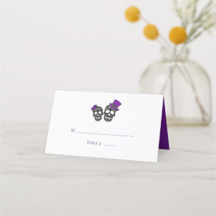 Till Death Do Us Part Purple Folded Wedding Place Card