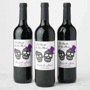 Till Death Do Us Part Purple Personalised Wedding Wine Label