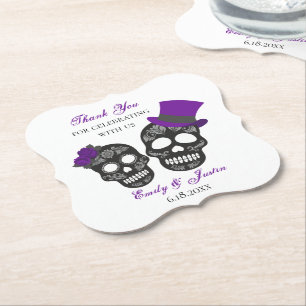 Till Death Do Us Part   Purple Wedding Favour Paper Coaster