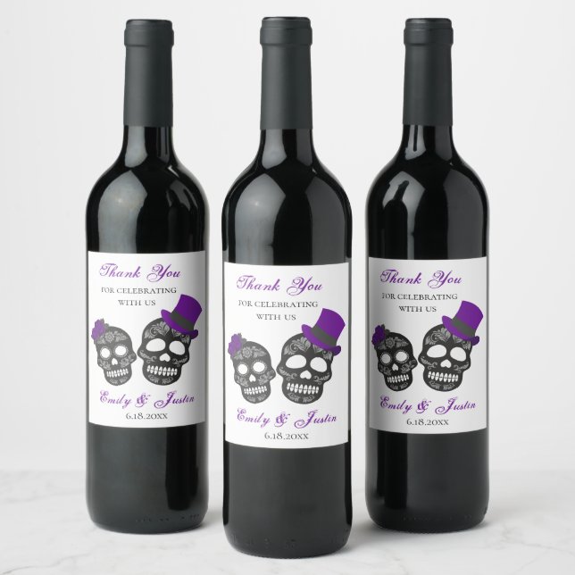 Till Death Do Us Part | Purple Wedding Favour Wine Label (Bottles)