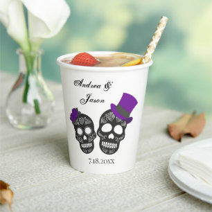Till Death Do Us Part Purple Wedding Paper Cups