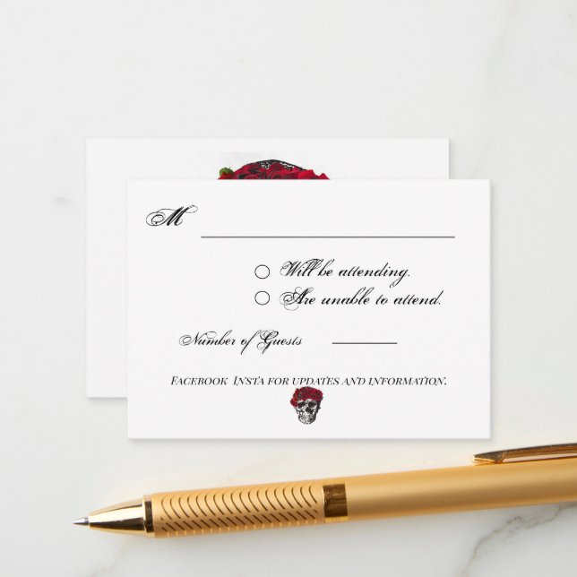 Till Death Do Us Part Red Rose Reply Sheet Enclosu Enclosure Card (Front/Back In Situ)