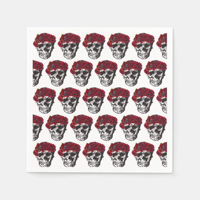 Till Death Do Us Part Red Rose Wedding Cake Napkin (Front)