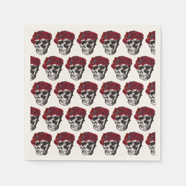 Till Death Do Us Part Red Rose Wedding Cake Napkin (Front)