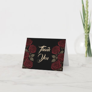 Till Death Do Us Part Red Roses Gothic Wedding Thank You Card