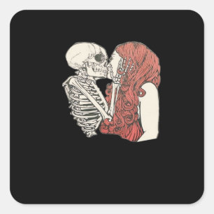 Till Death Do Us Part Skeleton Art Classic Square Sticker