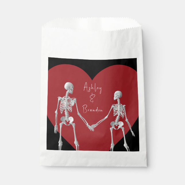 Till Death Do Us Part Skeleton Black Favour Bags (Front)