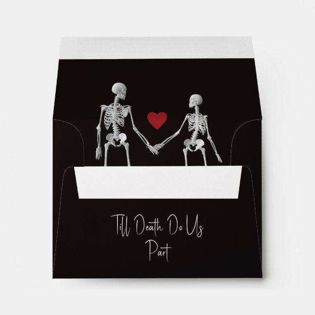 Till Death Do Us Part Skeleton Black RSVP Envelope (Back (Bottom))