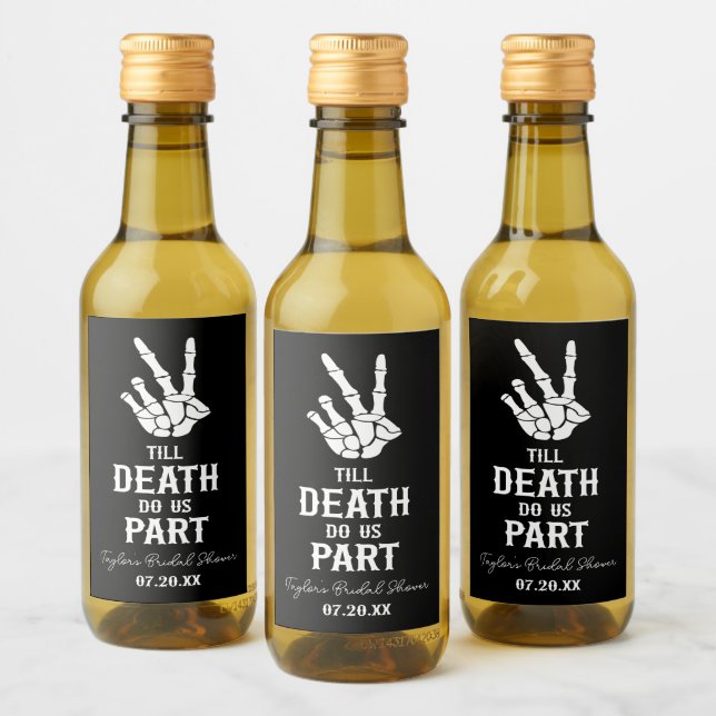 Till Death Do Us Part Skeleton Bridal Shower Wine Label (Bottles)