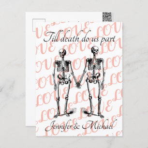 Till death do us part Skeleton Couple Monogram Pos Postcard