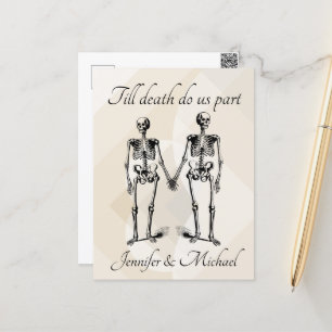 Till death do us part Skeleton Couple Monogram Postcard