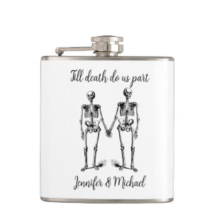 Till death do us part Skeleton Couple Name Black Hip Flask