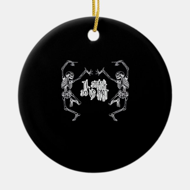 Till Death Do Us Part Skeleton Design Ceramic Tree Decoration (Front)