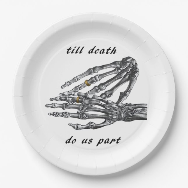 Till Death Do Us Part Skeleton Hands (Cream) Class Paper Plate (Front)