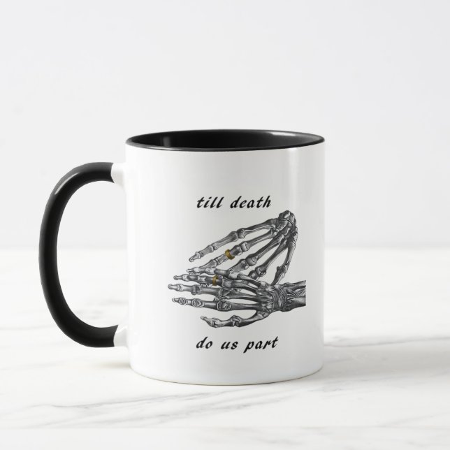 Till Death Do Us Part Skeleton Hands Cream Classic Mug (Left)