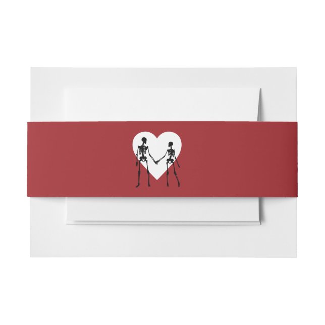 Till Death Do Us Part Skeleton Red Invitation Belly Band (Front Example)
