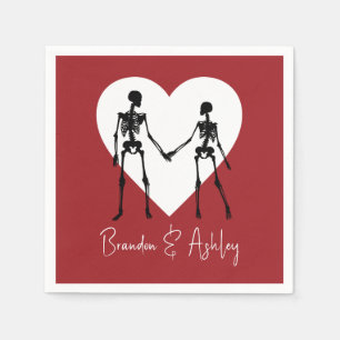 Till Death Do Us Part Skeleton Red Napkins