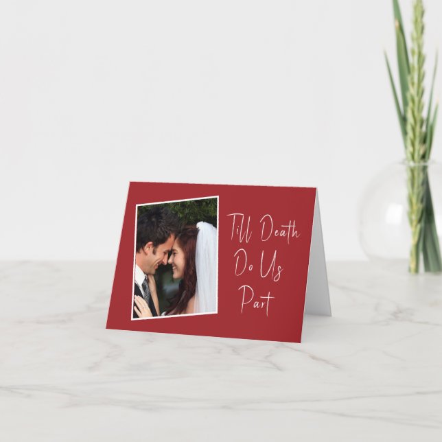 Till Death Do Us Part Skeleton Red Photo Thank You Card (Front)
