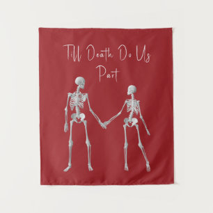Till Death Do Us Part Skeleton Red Tapestry