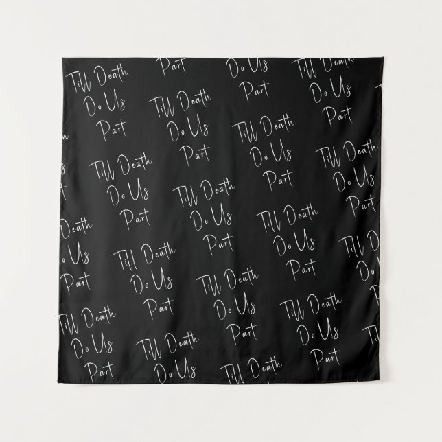 Till Death Do Us Part Skeleton Script Black Tapestry (Front)